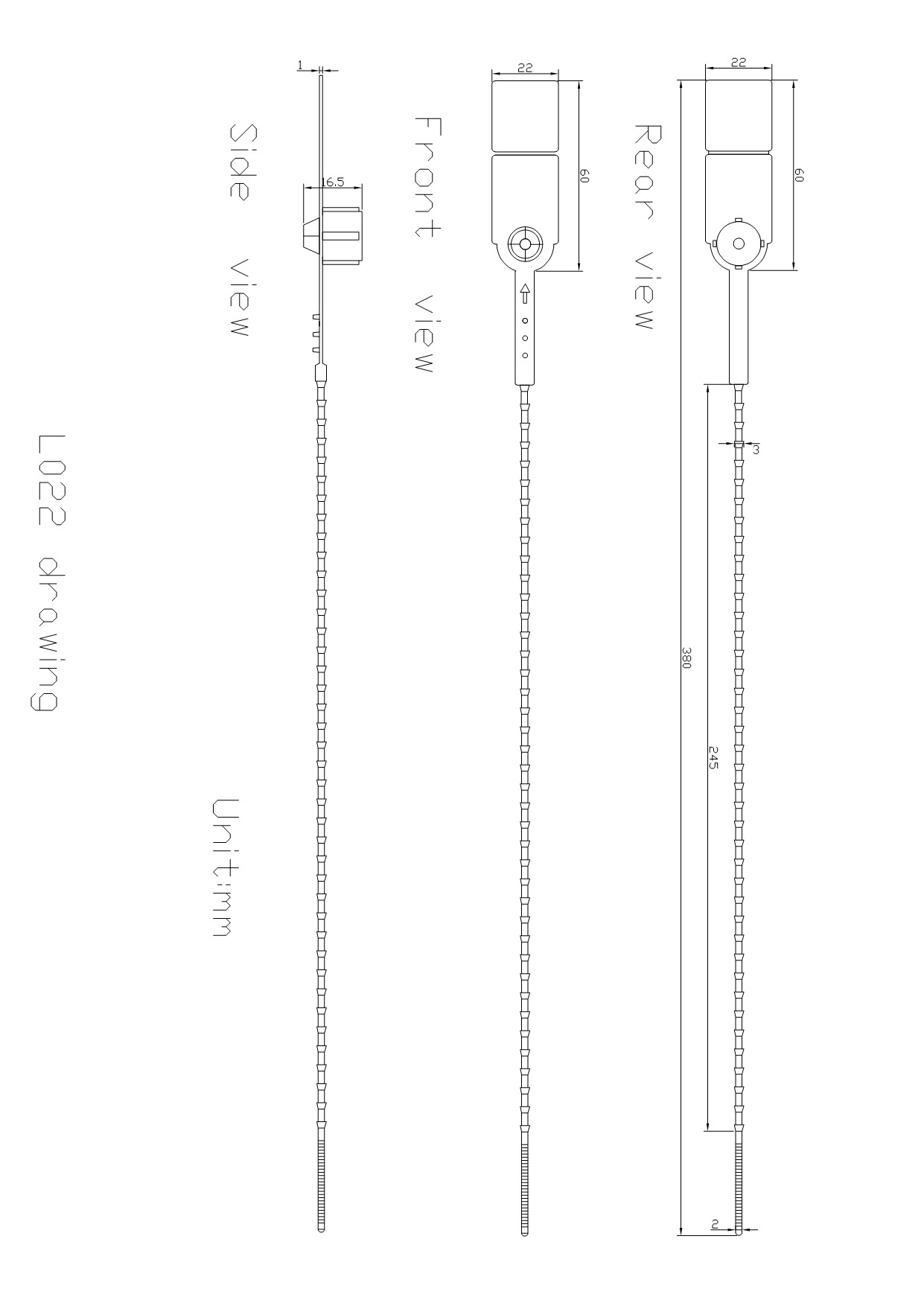 L022 プラスチック製セキュリティタイ L022 Plastic Security Ties